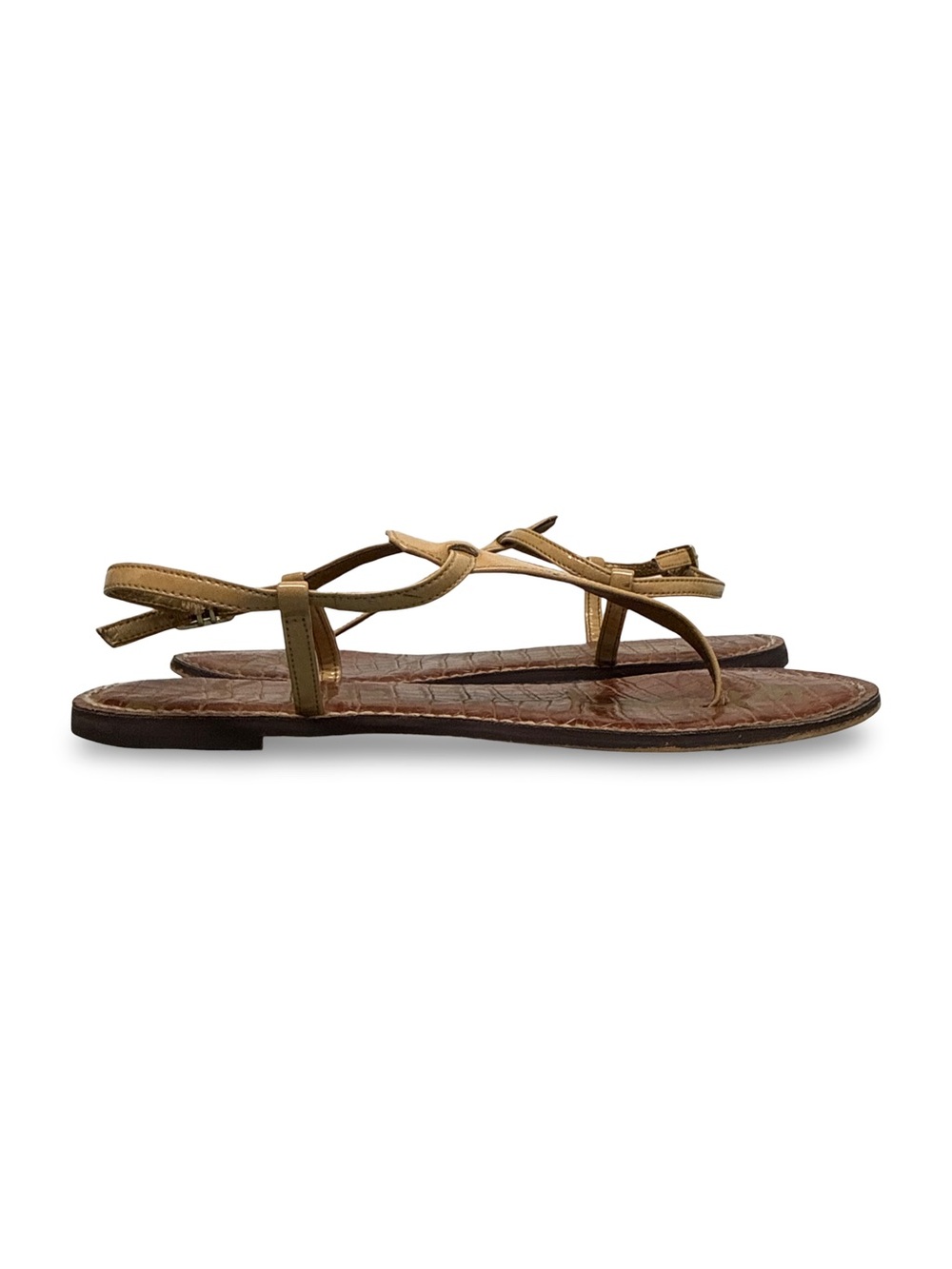 Sam Edelman GIGI Leather T-Strap Flat Sandals - Women’s 9 Tan - Picture 6 of 14